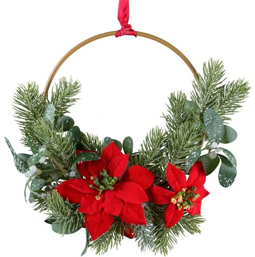 CREATIV green künstlicher Weihnachtssternring 26cm in rot I weihnachtliche Fensterdeko I künstlicher Weihnachtsstern zum Aufhängen I künstliche Weihnachtssterne ideal als Festliche Weihnachtsdeko