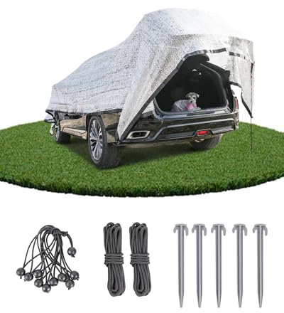 Ezcasch Schattennetz Auto 3x4m, 85% Alunetz Sonnenschutznetz für Outdoor | 85% Aluminium schattennetz mit ösen, UV-und Sonnenschutz,mit nElastische Kordel Nylonseil Nägel,Hitzeschutz Auto