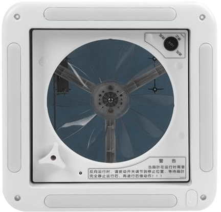 Yctze Deckenventilator, 12 V, Manuell Gesteuerter Lüftungsventilator, 2-Wege-Luftbelüftung mit LED-Licht für Wohnmobil, Wohnwagen, Bus, 27,9 X 27,9 Cm, Beseitigt Rauch in der Küche,