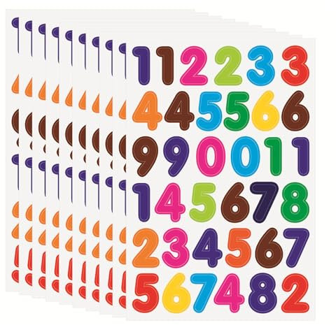 1800 Stücke Nummern Aufkleber, Zahlen Aufkleber, Selbstklebendes 0–9 Reflektierende Vinyl Nummernaufkleber, Blatt Zahlen zum Aufkleben für DIY Scrapbooking, Dekorationskunst (50 Blätter)