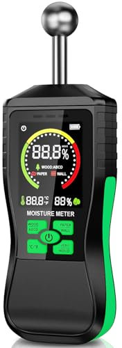 FNITAER Kugelform Feuchtigkeitsmessgerät Wand, Holz Feuchtigkeitsmesser mit Farb-LCD und Akustischem Alarm, Feuchtemessgerät Mauerwerk für Alle Baumaterialien, Holz, Wand, Papier, Putz, Mauerwerk