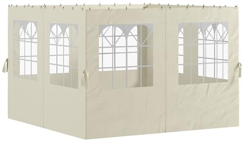 Outsunny 4 Seitenwände für Gazebo 3x3 m Zeltseiten mit Haken 8 Fenster UV-Schutz Ersatzseitenwände für Outdoor-Gartenzelt Partyzelte Creme
