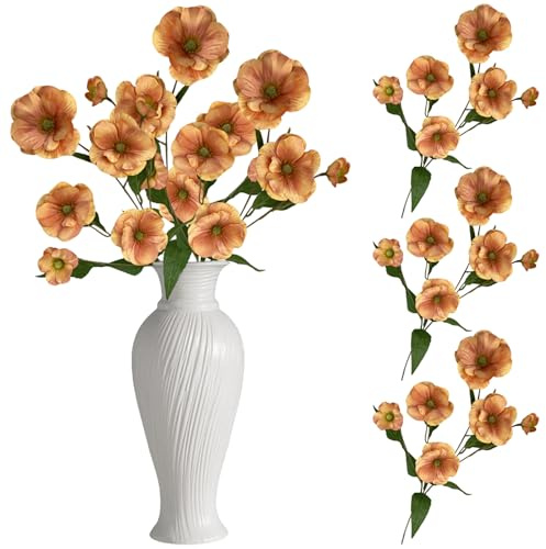 astylishome Orange Faux Flowers Artificial Plants - 3 Bundles Decorative Fake Plants for Outside Garden 4917