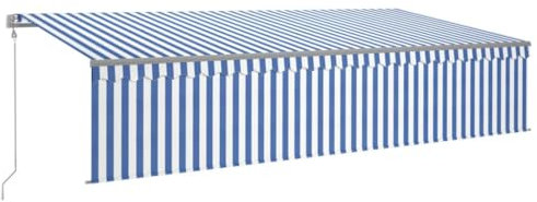 Automatischer Windsensor LED Markise klappbar Garten Balkon Terrasse Außen UV-Schutz 3x2,5m Blau und Weiß