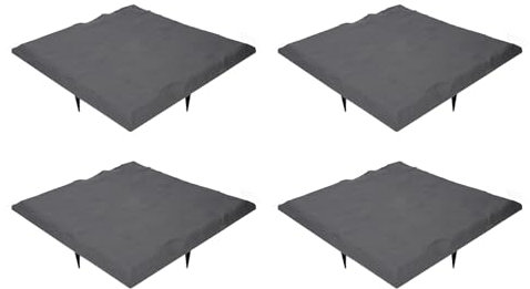 4er-Set Garten Schrittplatten mit Bodenheringen, Wetterfeste Polypropylenharz Dekorative Trittsteine für Gartenweg oder Außengehweg Quadratisch 39cm (Schwarz)
