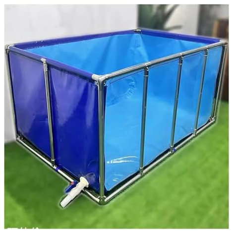 DECAKE Fischteich aus Segeltuch – Aquarium mit Stahlrahmen, oberirdisches Becken mit transparentem PVC-Fenster, Auffangbehälter für die Koi-Zucht (150 x 100 x 71 cm)