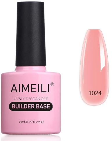 AIMEILI Builder Nail Gel, Shine Finish and Long Lasting Nail Strengthener Enhancement Building Rubber Base Coat for Manicure - BD1024