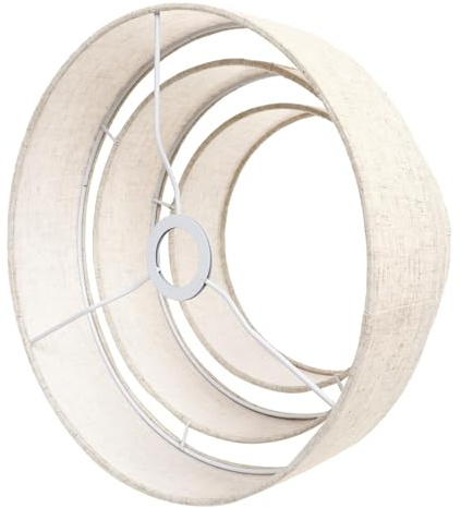 3-stufiger Lampenschirm aus Leinen und Metall für Stehlampe | Beige, Rundes Schichtdesign mit E26-sockel, Passend für Moderne und Vintage Lampen