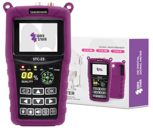 Spacetronik Combo Sat Finder Messgerät Digital für DVB-S/S2 DVB-T/T2 DVB-C | Satelliten Finder mit 2,4 TFT LCD Display, Compass, Spectrum Analyzer, DiSEqC Unicable