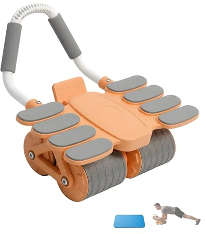 Roller für ABS mit automatischer Rückfederung. Bauchmuskeltrainer Bauchmuskelrad mit Ellbogenstütze. Inklusive Handyhalterung. Heimtrainingsset für Anfänger.