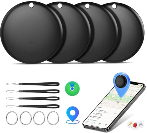Smart Tag 4er Pack Schlüsselfinder, Air Tracker Tag Kompatibel mit Apple Wo ist? APP (Nur iOS),Wasserdichter Gegenstandssucher, KeyFinder für Gepäck/Taschen/Koffer, Austauschbarer Batterie