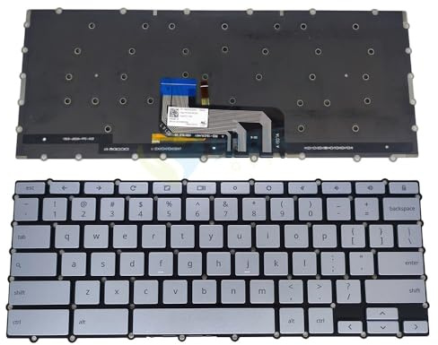 ZHAOWOZ C434 US English French azerty Keyboard Backlit For ASUS for Chromebook for Flip C434TA E10013 Keyboards Silver Keycaps 0KN1-AA1US12 Easy to replace(US English)