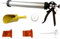 HILKA Mortar & Grouting Pointing Gun - 15 Tube - 20 oz/600ml - 12:1 Thrust - Metal Mortar Scoop, Straight Nozzle, Angled Nozzle, Grouting Nozzle