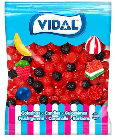 Vidal Golosinas. Moras Gigantes brillo. Color rojo y negro. Bolsa 250 unidades.