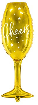 PartyDeco Shape Folienballon Sektglas Cheers Gold| 28x80 cm