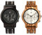 Kim Johanson Herren Holz-Edelstahl Armbanduhr *Air Force* in Hellbraun & Dunkelbraun Chronograph mit Einem Gliederarmband Handgefertigt Quarz Analog Uhr inkl. Geschenkbox (Set)
