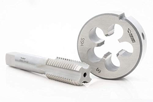 BAER Gewindeschneider Set, Gewindebohrer plus Schneideisen, Gewindeschneiden ab MF4 bis MF12, Außengewindeschneider + Innengewindeschneider metrisches Feingewinde (MF 12 x 1,5)