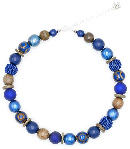 Feliss Handmade: Ketten aus Perlen, Halskette Damen. Statement Kette 45 cm lang. Choker Halsband, aesthetic Necklace Schmuck. Beads Perlenkette für Frauen (Indigo Wood)
