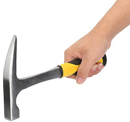 Nicoone 32oz Rock Pick Hammer,High Carbon Steel Flat Head Geological Survey Brick Hammer with Comfortable Rubber Handle for Mining