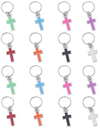 40 Pcs Resin Enamel Cross Pendants Blessing Cross Charms Cross Pendant Craft with Iron Ringfor Jewelry Making 8 Colors
