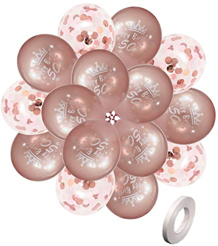 Rose Gold 50th Birthday Balloons Women Happy 50th Birthday Party Deocorations Ballloons 12 Inch 20 Pack