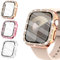 WINGLE 3-Pack Compatible for Apple Watch Screen Protector 41mm Series 9 8 7,Women Shiny Diamond Cover with Tempered Glass Screen Protector for iWatch Case 41mm Series 9 8 7(Rose Gold, Pink, Clear)