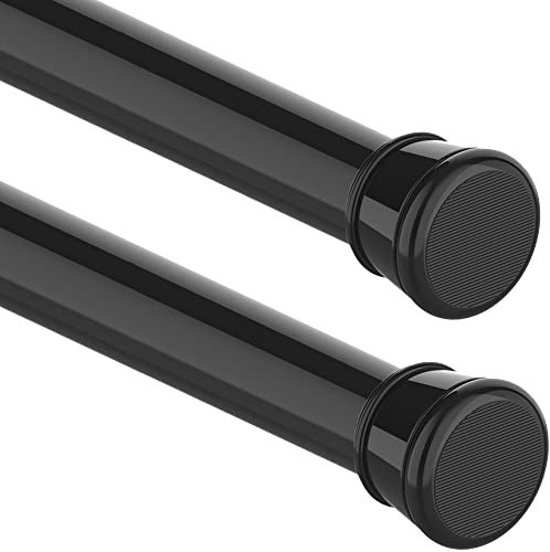 2Stücks Duschstange Ohne Bohren Duschvorhangstange Teleskopstange für Kleiderschrank, Diy-Projekte, Badezimmer 50-80Cm(2Stücks) Schwarz(Durchmesser 25mm)