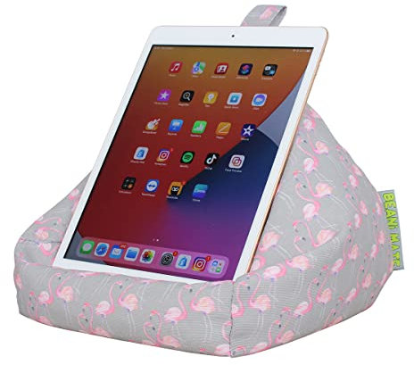 Pink Flamingo iPad and Tablet Cushion Stand - Bean Bag Stand For Any Device - Securely Holds at Any Angle