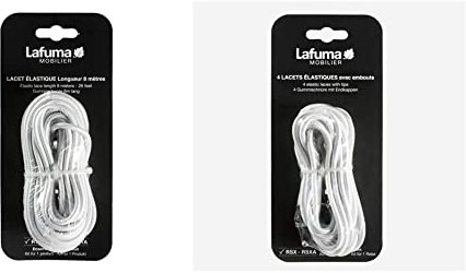 Lafuma Gummischnur für Liegestuhl Siesta L, weiß, 8 m & Gummischnur-Set mit Endkappen für RSX/RSXA, 4 Schnüre, weiß