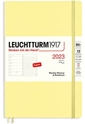 LEUCHTTURM1917 365916 Wochenkalender & Notizbuch Softcover Paperback (B6+) 2023, 12 Monate, Vanilla, Englisch