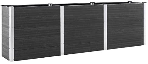 vidaXL Garten Hochbeet Pflanzkasten Gemüsebeet Blumenbeet Pflanzbeet Kräuterbeet Gartenbeet Blumenkasten Witterungsbeständig 300x100x91cm WPC Grau