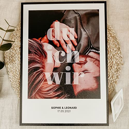 Elbeffekt Du Ich Wir Paar Geschenk - Holzbild Foto Geschenk - personalisierbar zum Hinstellen/Aufhängen opt. beleuchtet Partner Geschenke, Valentinstagsgeschenk für Ihn - personalisiertes Geschenk