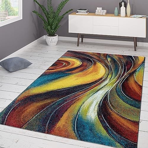 TT Home Wohnzimmer Teppich Kurzflor Soft Modern Abstrakte Designs, Farbe:Bunt 6, Größe:200x290 cm
