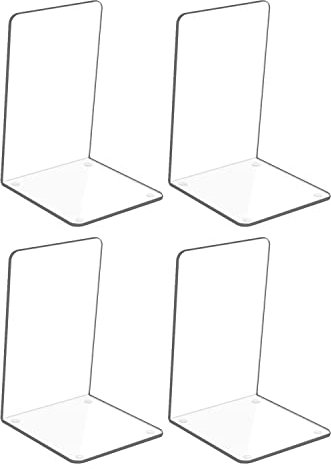 Lot de 4 Pièces Serre-Livres en Acrylique Transparent avec Autocollants antidérapants pour Chambre à Coucher, bibliothèque, Bureau, école et Bureau(2 Paires)