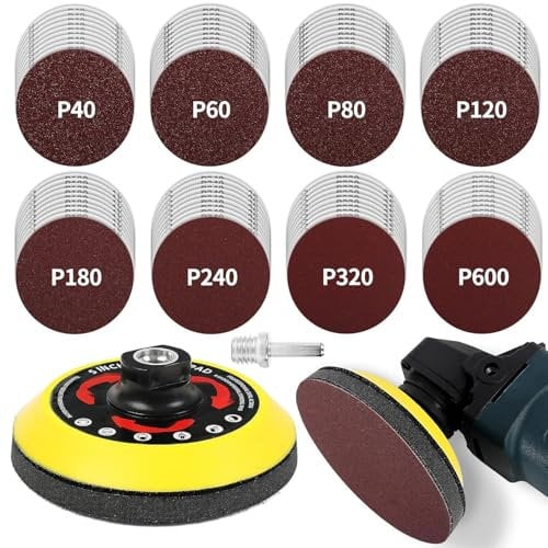 Pomsare 80 Pezzi Dischi Abrasivi 125 Platorello per Smerigliatrice Carta Vetrata per Levigatrice Accessori Trapano 10 x 40/60/80/120/180/240/320/600 Graniglie