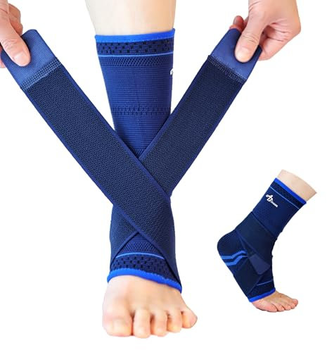 ABIRAM Fußball-Ärmel (Paar) mit Kompressionsband, Knöchelbandage für Arch, Knöchelstütze, Fußball, Basketball, Volleyball, Laufen, für Sprained Foot, Tendonitis, Plantar Fasciitis