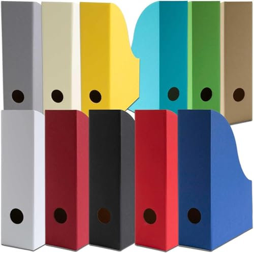10+1 Bonus PresentFill® farbige Stehsammler Zeitschriftensammler Stehordner für DIN A4 Format aus umweltfreundlichen 100% Recycling Karton - Made in Germany für Schreibtisch, Archiv und Aufbewahrung