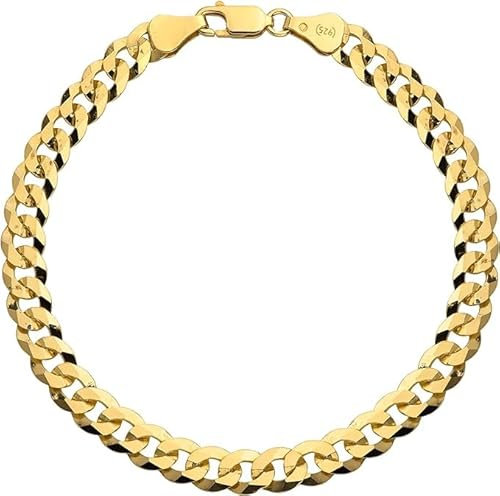 Amar Luxury -Armband für Männer 925/585 14k Gold, Herrenarmband - Panzer, dickes Geflecht, Geschenk für Männer 925 Silber mit Gold 14k für Männerschmuck, italienische Qualität, 22 cm