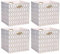 ArcaGuru 33 x 33 x 33 cm Aufbewahrungswürfel, zusammenklappbare Aufbewahrungswürfel Stoff Organizer Körbe Box Schubladen für Regale, Schrank, Kleiderschrank, Bücherregal, 4 Stück, Weiß & Gold