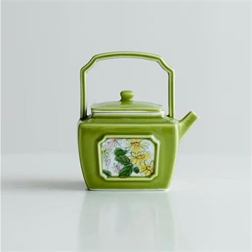 Tetera Juego De Té Tetera Cerámica Margarita Pequeña Pintada Mano 150ml Ventana Verde Manzana Tetera Cuadrada Tetera Porcelana Japonesa Juego De Té Con Tetera