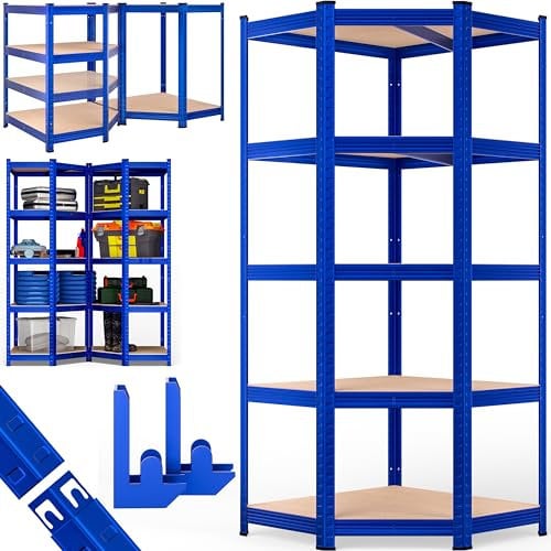 Monzana® Eckregal Lagerregal 180x70x40cm 875 kg 5 MDF-Platten Regal Schwerlastregal Kellerregal Steckregal Werkstattregal Blau