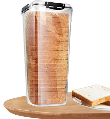 Bread Keeper - Clear Airtight Bread Box with Lid,Sandwich Bread Keeper for Homemade Bread, Tall Bread Saver for Kitchen Counter