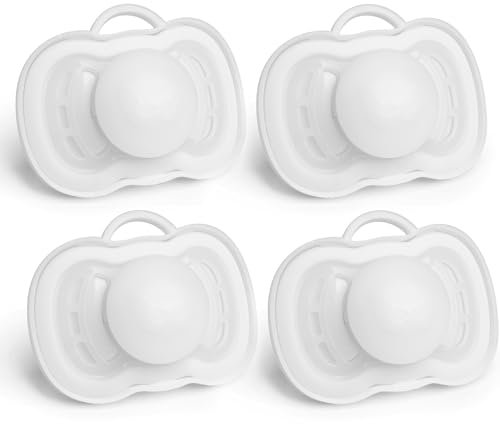 Herobility Gentle Pacifiers – Protective case – BPA-free – Large air vents – 6 – 24 months – 4-pack – Glow