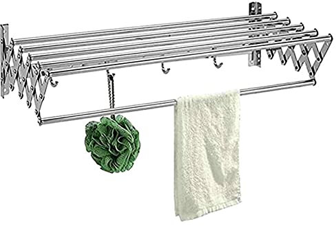 RAPGACBQ Platzsparende, zusammenklappbare Wäscheständer, Ziehharmonika-Stil, Wäscheständer zum Aufhängen von Kleidung, für Balkon, Badezimmer, Terrasse (Farbe: Silber, Größe: 60 x 30 cm)