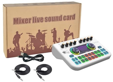 Live Streaming Sound Card,Audio Mixer for Streaming - Streaming Soundboard with XLR-3.5mm Condenser Microphone, Sound Card Mixer, Voice Changer Streaming Mixer, Studio Equipment