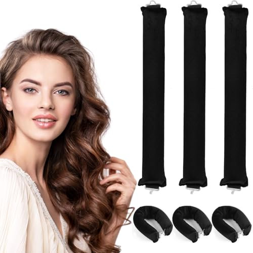 3PCS rizador pelo sin calor, Heatless Hair Curlers, Ondas Sin Calor para Dormir, Rizador de Pelo Sin Calor para Rizos Largos, Persona Perezosa Rizador de Pelo para Cabello Largo Medio Corto