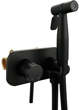 Handheld Bidet Sprayer Kit Single Handle Toilet Jet Wash Spray with Hot and Cold Water Seat Brass Black Single Mode (Brushed Gold Single Mode) (Black Single Mode)
