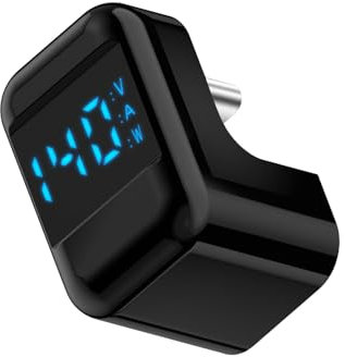 QIANRENON 140W USB C Aufladung Digitaler Display U Form Winkel Adapter 40Gbps USB4.0 Typ C Stecker auf Buchse Ladung Monitor 180° Winkel Anschluss, Echtzeit Erkennung, Unterstützt 8k@60Hz Audio Video