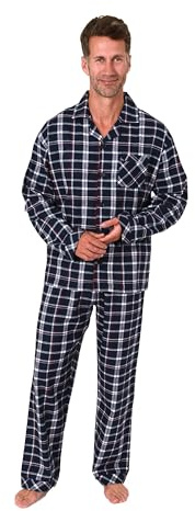 Normann Herren Flanell Schlafanzug Pyjama in Karo Optik - auch in Übergröße