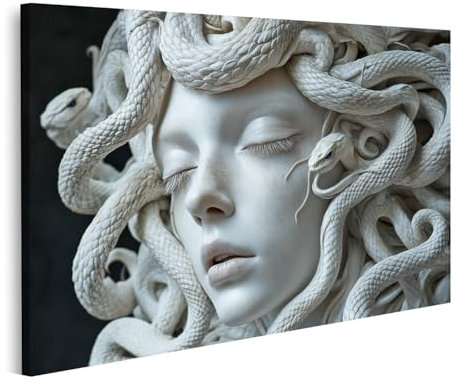 islandburner Bild auf Leinwand Marmorbüste mit Schlangenhaar inspiriert von der Medusa Mythologie Bilder Wandbilder Poster